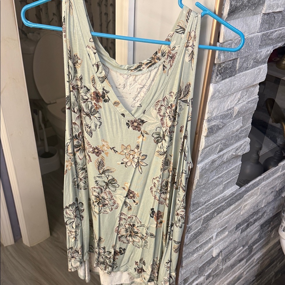 47 Women's Floral Tank Top - Cream and Brown